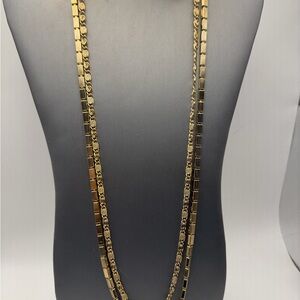 Vintage Coro Pegasus Double Strand Gold Chain Necklace Retro Layered With Tag